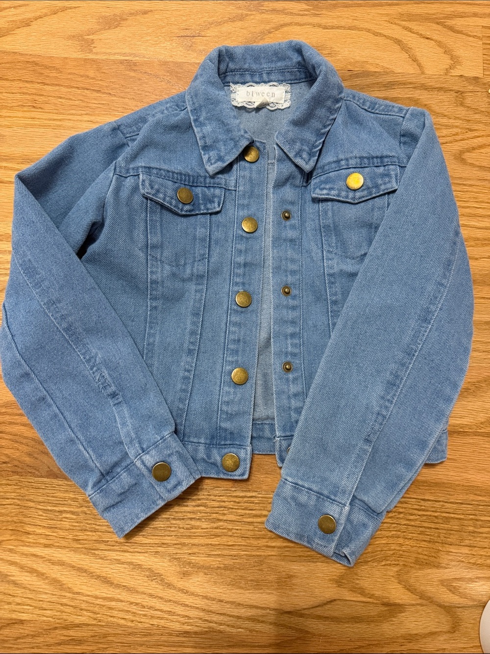 btween Light Blue Denim Jean Jacket with Gold Buttons